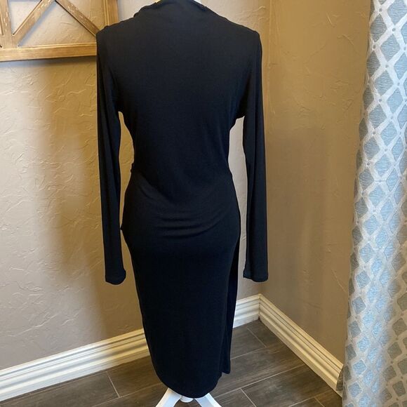 Ted Baker Natural Neyda Jersey Drape Long Sleeve Mini Dress Black Size 4-6 - Picture 6 of 11